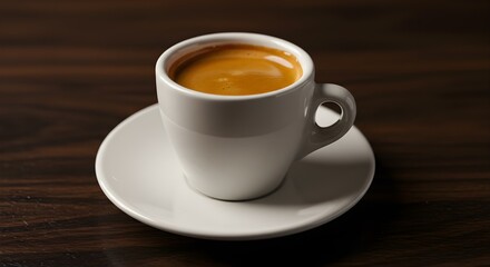 Fototapeta premium Espresso in white cup on wooden table