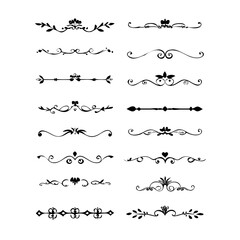 Obraz premium Wedding decorative elements. Divider ornament, borders, vintage line separators. Hand drawn vector illustration isolated on white background.gold ornament decorate frame border pattern Thai art 