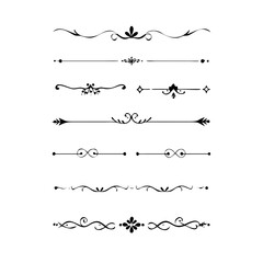 Wedding decorative elements. Divider ornament, borders, vintage line separators. Hand drawn vector illustration isolated on white background.gold ornament decorate frame border pattern Thai art
