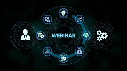 Webinar conceptual illustration demonstrating business concepts and ideas through digital technology