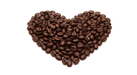 Heart shape made of coffee beans
