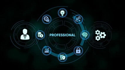 Professionalism conceptual illustration demonstrating key elements for business success and team performance