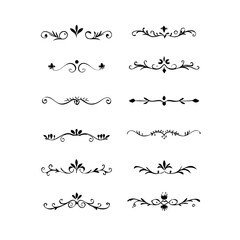 Obraz premium Wedding decorative elements. Divider ornament, borders, vintage line separators. Hand drawn vector illustration isolated on white background.gold ornament decorate frame border pattern Thai art 