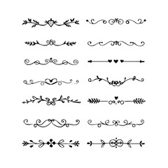 Obraz premium Wedding decorative elements. Divider ornament, borders, vintage line separators. Hand drawn vector illustration isolated on white background.gold ornament decorate frame border pattern Thai art 