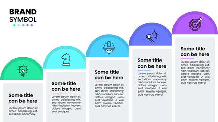 Infographic template. Stairs with semicircles and 5 steps