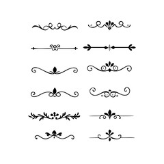 Obraz premium Wedding decorative elements. Divider ornament, borders, vintage line separators. Hand drawn vector illustration isolated on white background.gold ornament decorate frame border pattern Thai art 