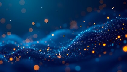 Abstract Digital Particle Waves in Blue and Orange

