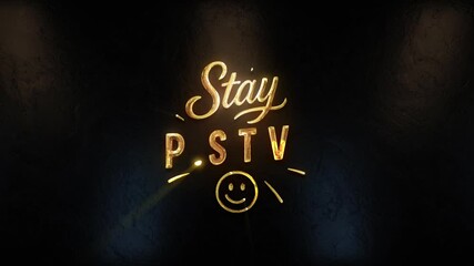 Motivational golden typography Stay POSITIV with smiley face on black background, elegant style for positivity quotes, posters, and inspiring visuals.

