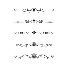 Obraz premium Wedding decorative elements. Divider ornament, borders, vintage line separators. Hand drawn vector illustration isolated on white background.gold ornament decorate frame border pattern Thai art 
