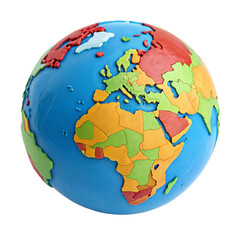 Cartoon planet Earth 3D vector icon isolated on transparent background  
