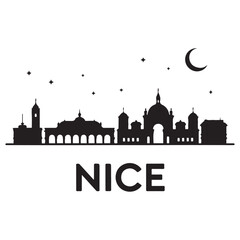 Nice skyline silhouette. Black Nice city. Vector black silhouette. with white background