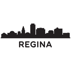 Naklejka premium Regina skyline horizontal banner. Regina, Saskatchewan. Vector template for your design. Vector black silhouette. with white background
