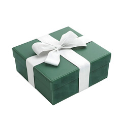 Elegant Green Gift Box with White Ribbon, Perfect for Holiday Stock Photos