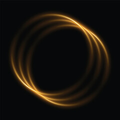 Overlapping Golden Luminous Rings: Abstract Concentric Circles of Light and Energy on a Dark Background