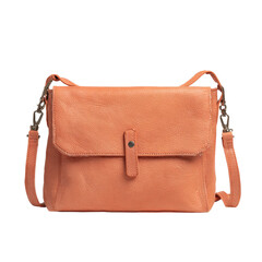 Fold-over crossbody bag with magnetic snap. Isolated white background. Png format