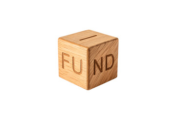 Fototapeta premium Wooden cube piggy bank with 