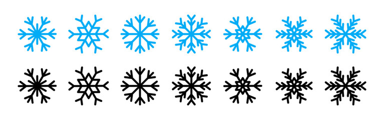Vector illustration of snowflakes icon set on transparent background