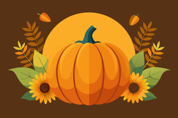 Naklejka premium pumpkin on leaves