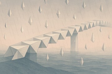 Origamic Rainfall on the Forgotten Bridge