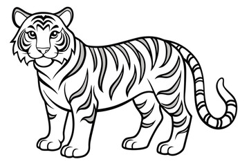 coloring page line art the tiger black vector