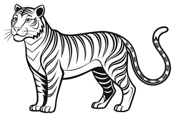 coloring page line art the tiger black vector
