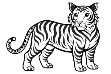 coloring page line art the tiger black vector