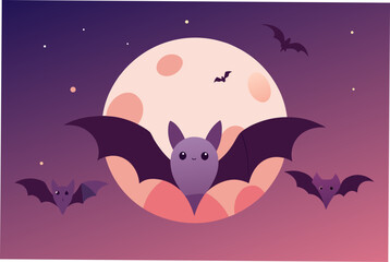 Obraz premium halloween card with a cat and moon