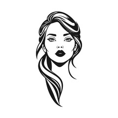 Elegant woman silhouette, beauty salon logo, lady face outline, stylish girl head design