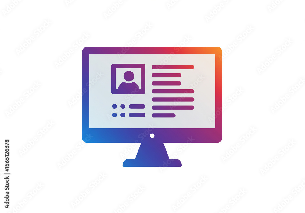 Fototapete a computer screen showing a profile with an avatar and text information in a gradient color scheme