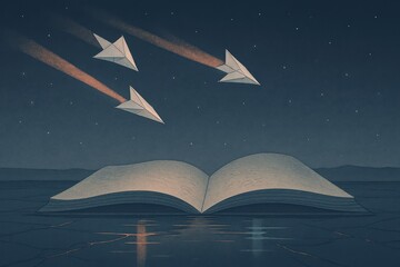 Origami Comets over the Memory Lake