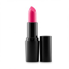 Open lipstick tube with bright pink makeup