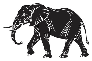 elephant sihouette black vector