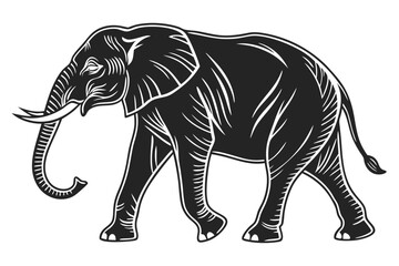 elephant sihouette black vector