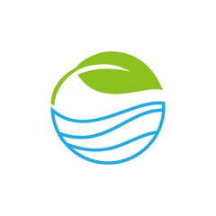 Eco Leaf Water Circle Line Logo