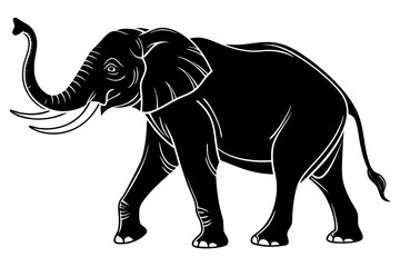 elephant sihouette black vector