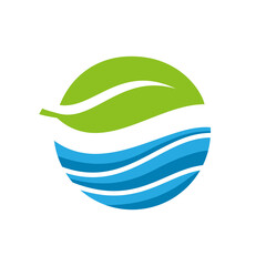 Eco Water Drop Leaf Logo
