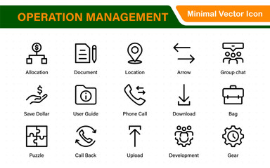Operation management line icons. For website marketing design, logo, app, template, ui, etc. Outline icon collection.