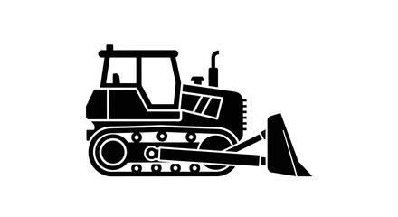 Heavy industrial bulldozer construction machinery vehicle silhouette vector illustration