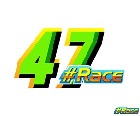racing number 47  vector with green color and text race