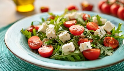 vibrant summer salad with cherry tomatoes arugula and feta cheese for a healthy meal