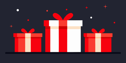 

Festive Christmas gift boxes with red ribbons and bows, perfect for holiday celebrations and surprises