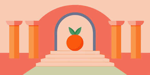 Fresh, organic orange flower and fruit vector illustration set