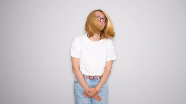 Middle aged woman sneezes unexpectedly and experiences bladder leakage. Her face shows embarrassment and discomfort, raising awareness about emotional impact it can have on daily life and confidence