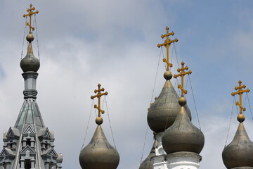 The two-storey Resurrection Church of 1653-1673 of the cathedral type in the village of Isady in the Ryazan region. The temple was painted at the end of the 19th century