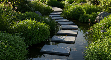 stone path in garden