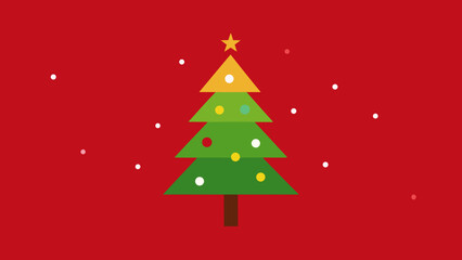 Abstract Christmas tree vector illustration with a red ribbon, perfect for a winter holiday greeting card design
