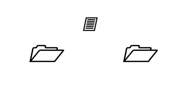 Folder to folders file transfer animation seamless loop. Suitable for business, data management, transfer, and document related concepts.