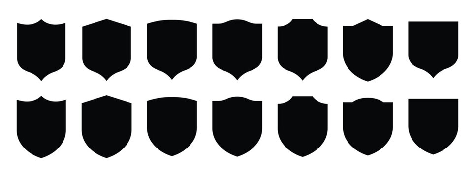 Shield vector set line black vector design illustrator, Collection of protect shield, Vector security shield badge, Knight award contours and linear signs Heraldic shield 