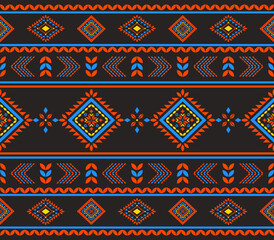 Southwest Native seamless pattern ethnic tribal Aztec Floral Flower geometric Navajo Native American fabric colorful design vector for textile print