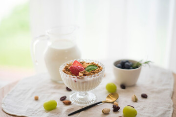 Creamy greek yogurt parfait with crunchy granola